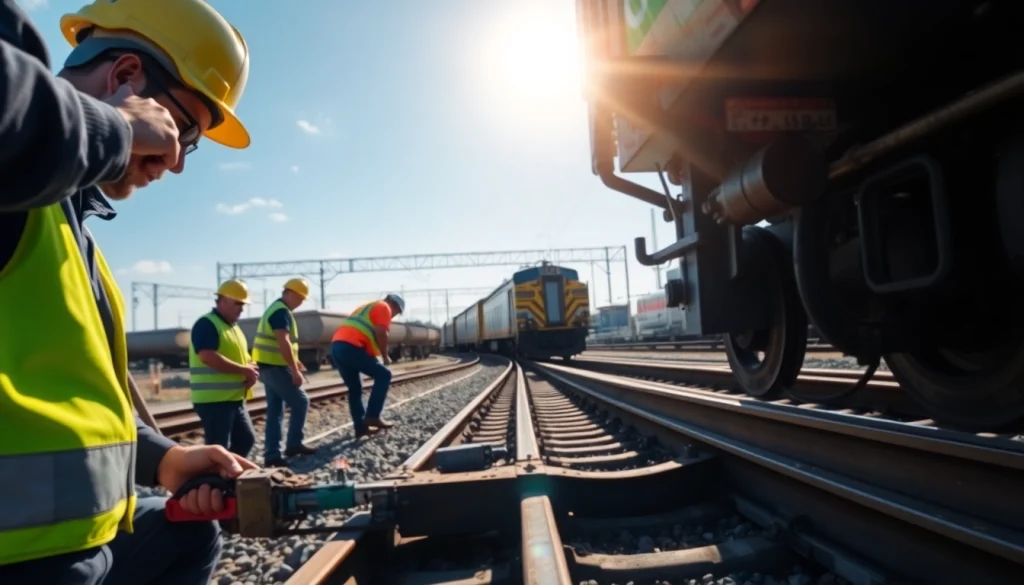Emergency Railroad Repair Services in action with workers actively fixing tracks.