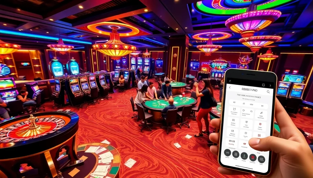 Experience thrilling gameplay at 888VND, showcasing vibrant casino tables and engaging player interactions.