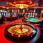 Players experiencing the thrill of winning at 8k8 casino tables surrounded by vibrant gaming elements.