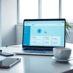 在现代工作场景中，笔记本上显示的快连 VPN 界面，象征着安全的数字连接。