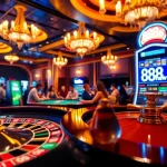 Players enjoying thrilling games at the casino, featuring 888new slot machines and vibrant poker chips.