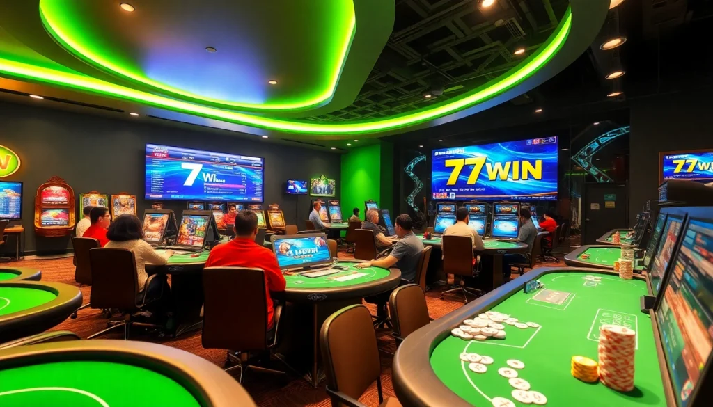 Experience the thrill of Link 77win in a vibrant gaming room with diverse betting options.