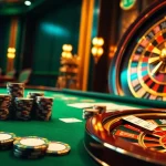 Experience the thrill of NK88 at a luxurious casino with poker chips and elegant roulette.