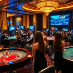 X88 casino players betting at roulette and poker tables with engaging dealers.