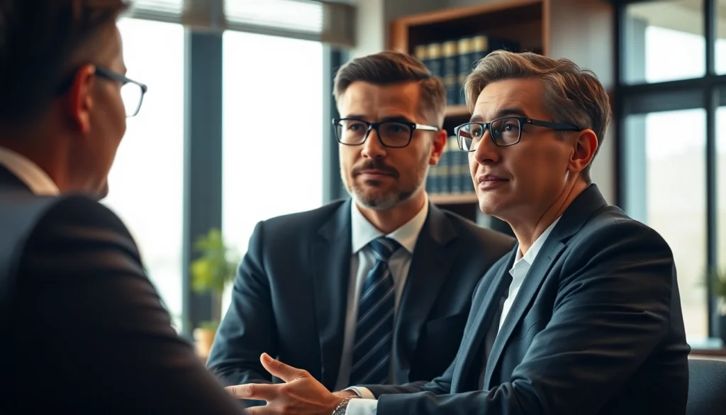 Anwalt Arbeitsrecht in einem professionellen Beratungsgespräch mit einem Klienten.