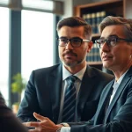 Anwalt Arbeitsrecht in einem professionellen Beratungsgespräch mit einem Klienten.